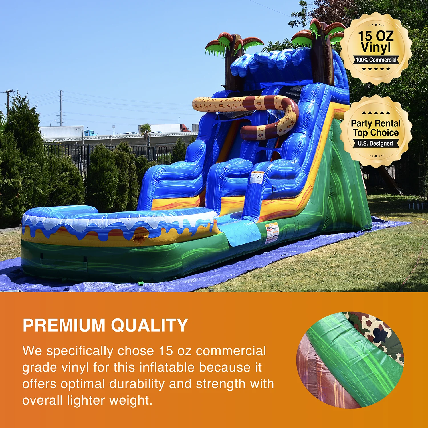 JumpOrange Commercial Grade Waterslide with Pool for Kids and Adults (with Blower), Jaguar - Cheap Fitting