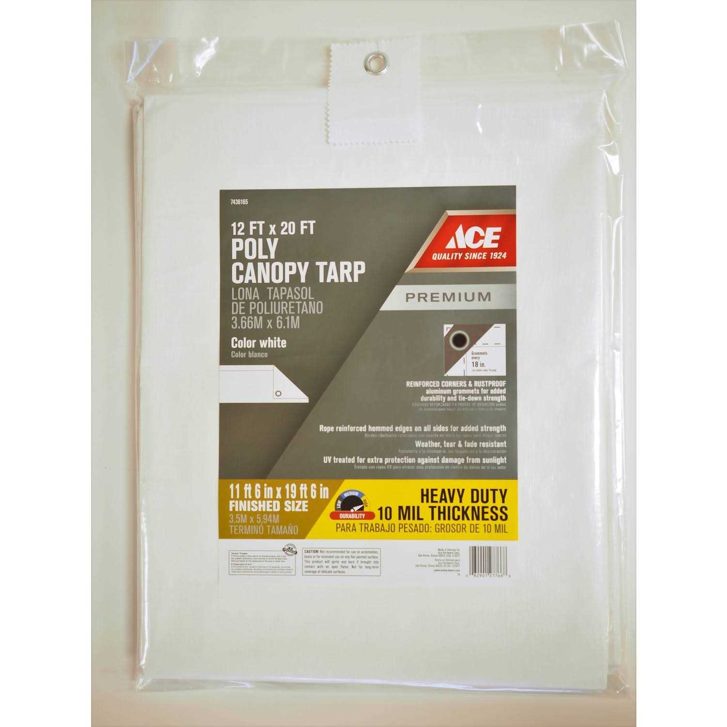 Ace 20 ft. L Heavy Duty Polyethylene Canopy Tarp White - Cheap Fitting
