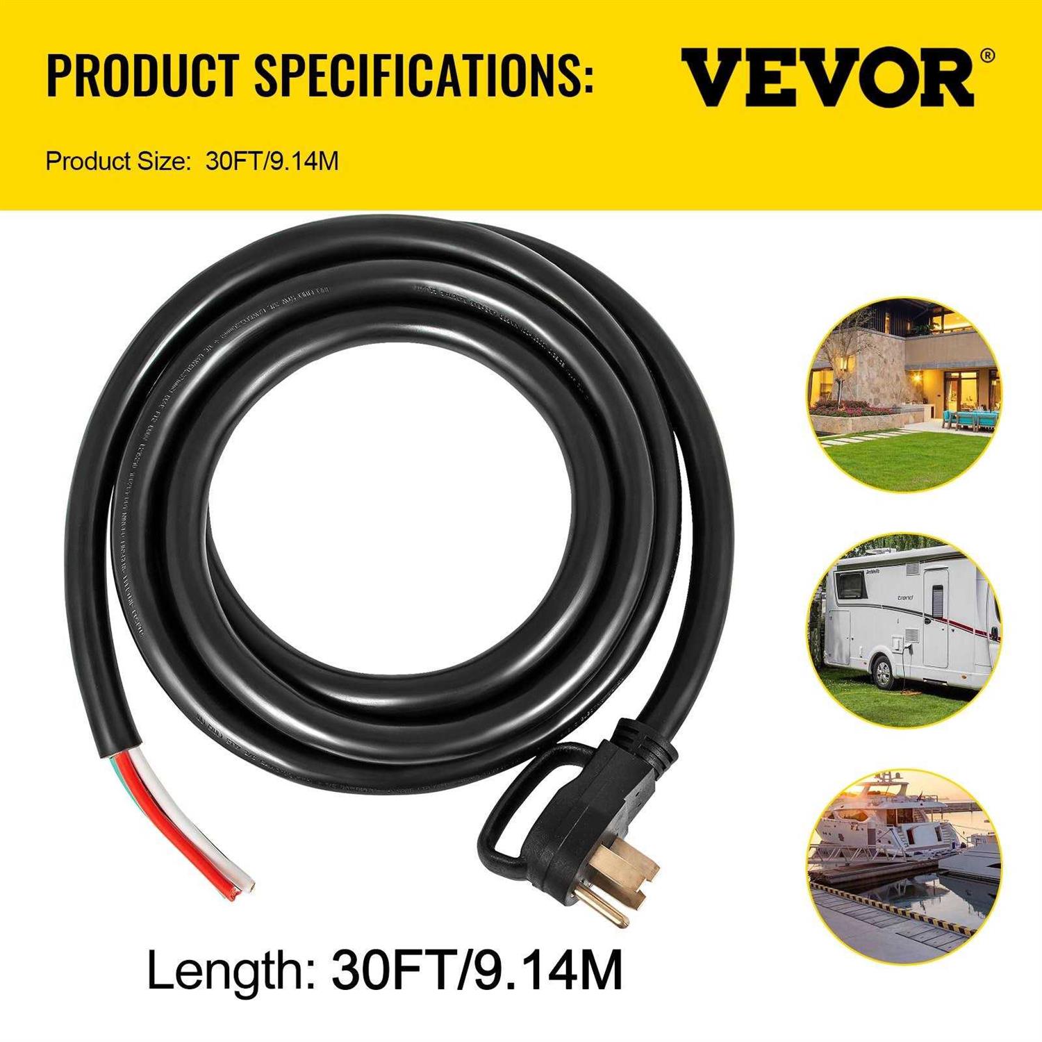 Mophorn 50Amp Generator Extension Cord 6 Gauge STW 6/3+8/1 Generator Cord Generator Power Cord N14-50P to Bare Wire Cut Wire Cord - Cheap Fitting