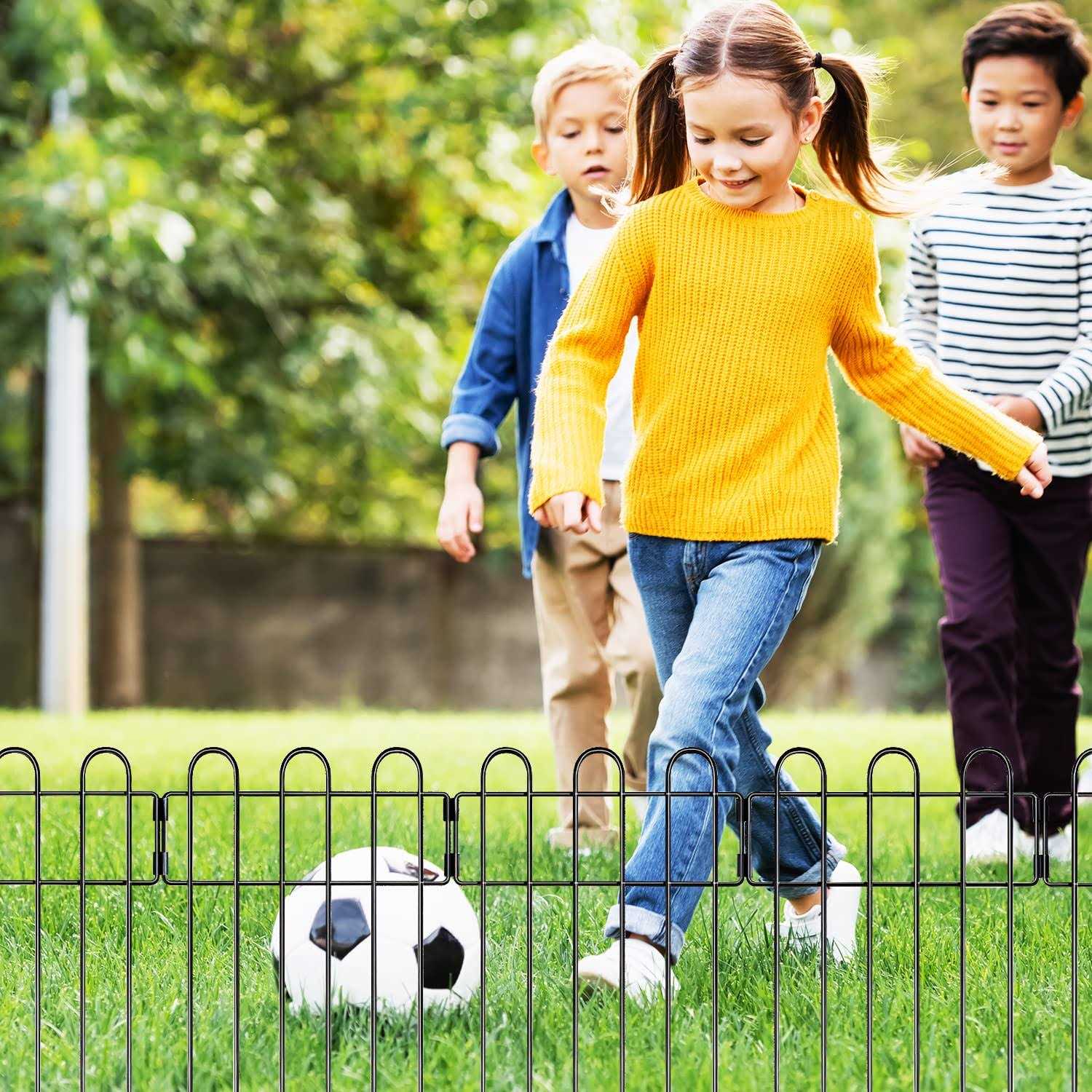 10 Panels Animal Barrier Fence, No Dig Decorative Garden Fences, Rustproof Wire Defense Border for Dogs or Rabbits - Cheap Fitting