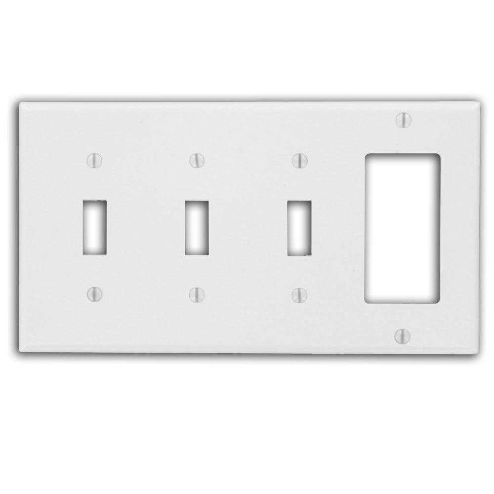 Leviton 4-Gang 3-Toggle 1-Decora Wallplate P326-W - Cheap Fitting