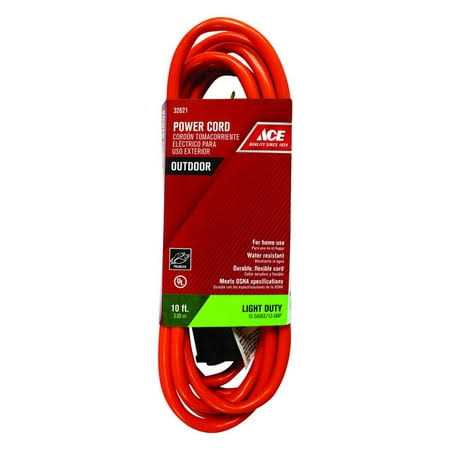 Ace Indoor or Outdoor 10 ft. L Orange Extension Cord 16/2 SJTW - Cheap Fitting