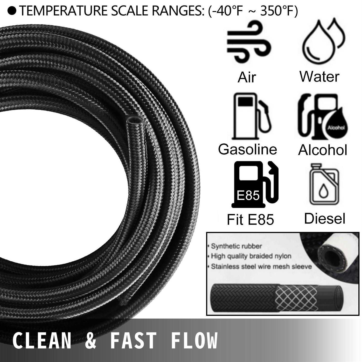 VEVOR AN6 Nylon Stainless Steel Braided Fuel Hose Fuel Adapter Kit Oil Line 32.8ft AN6YGTJ0000000001V0	VEVOR AN6 Nylon Stainless Steel Braided Fuel Hose Fuel Adapter Kit Oil Line 32.8ft AN6YGTJ0000000001V0 - Cheap Fitting