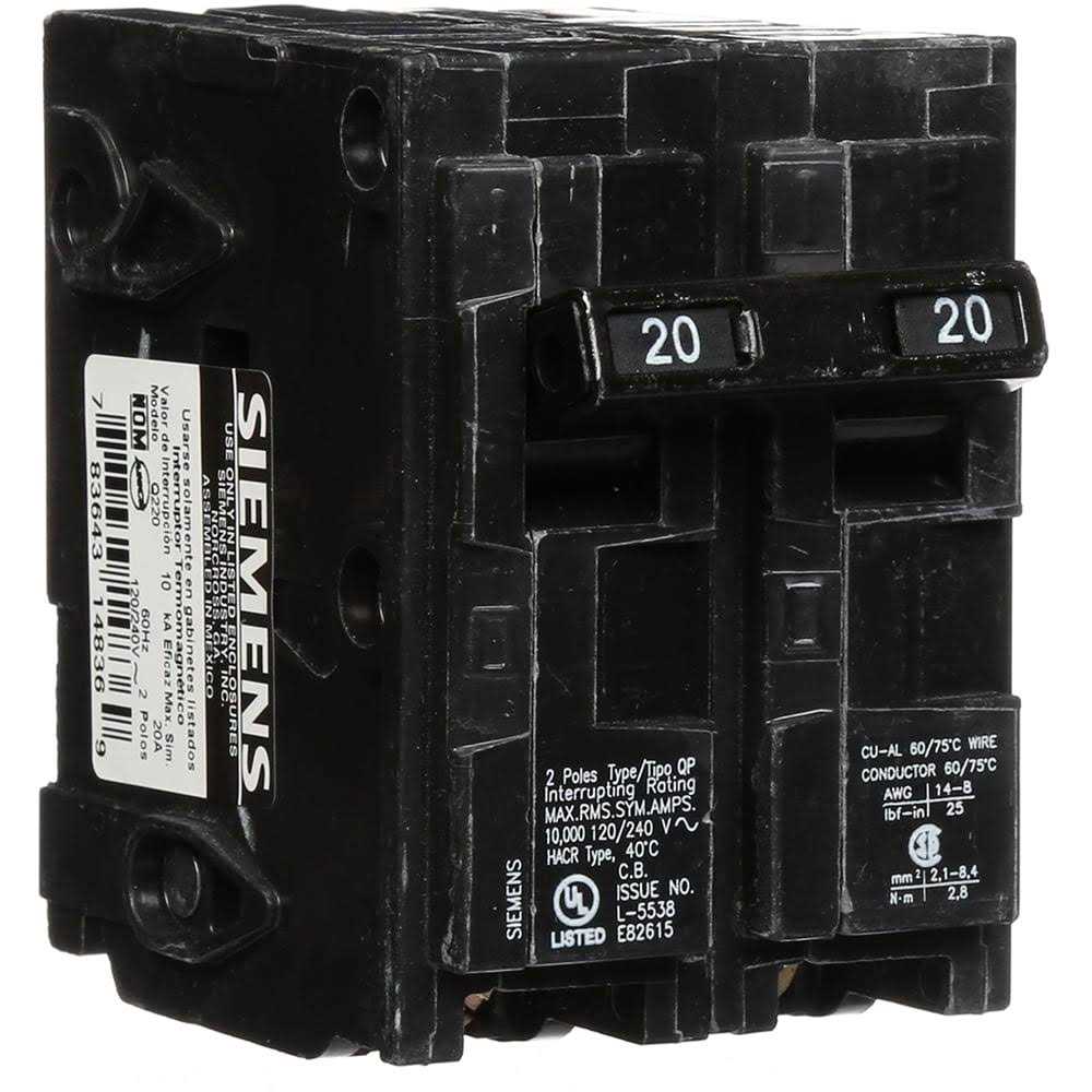Siemens Q220 2 Pole Circuit Breaker - Cheap Fitting