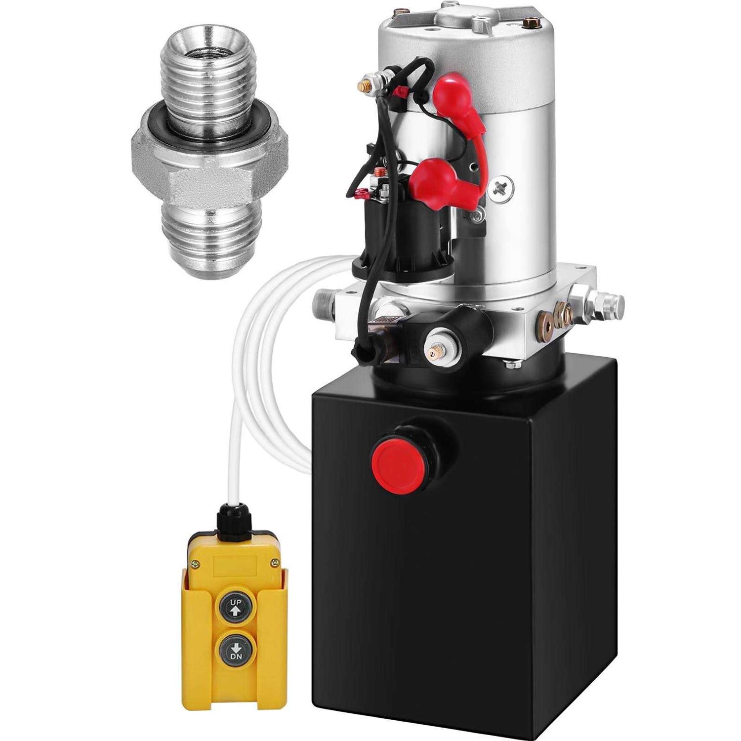 VEVOR Hydraulic Power Unit Single Acting Hydraulic Pump 4 Quart Dump Truck Hydraulic Pump 12V DC Hydraulic Pump Dump Trailer 3200PSI - Cheap Fitting