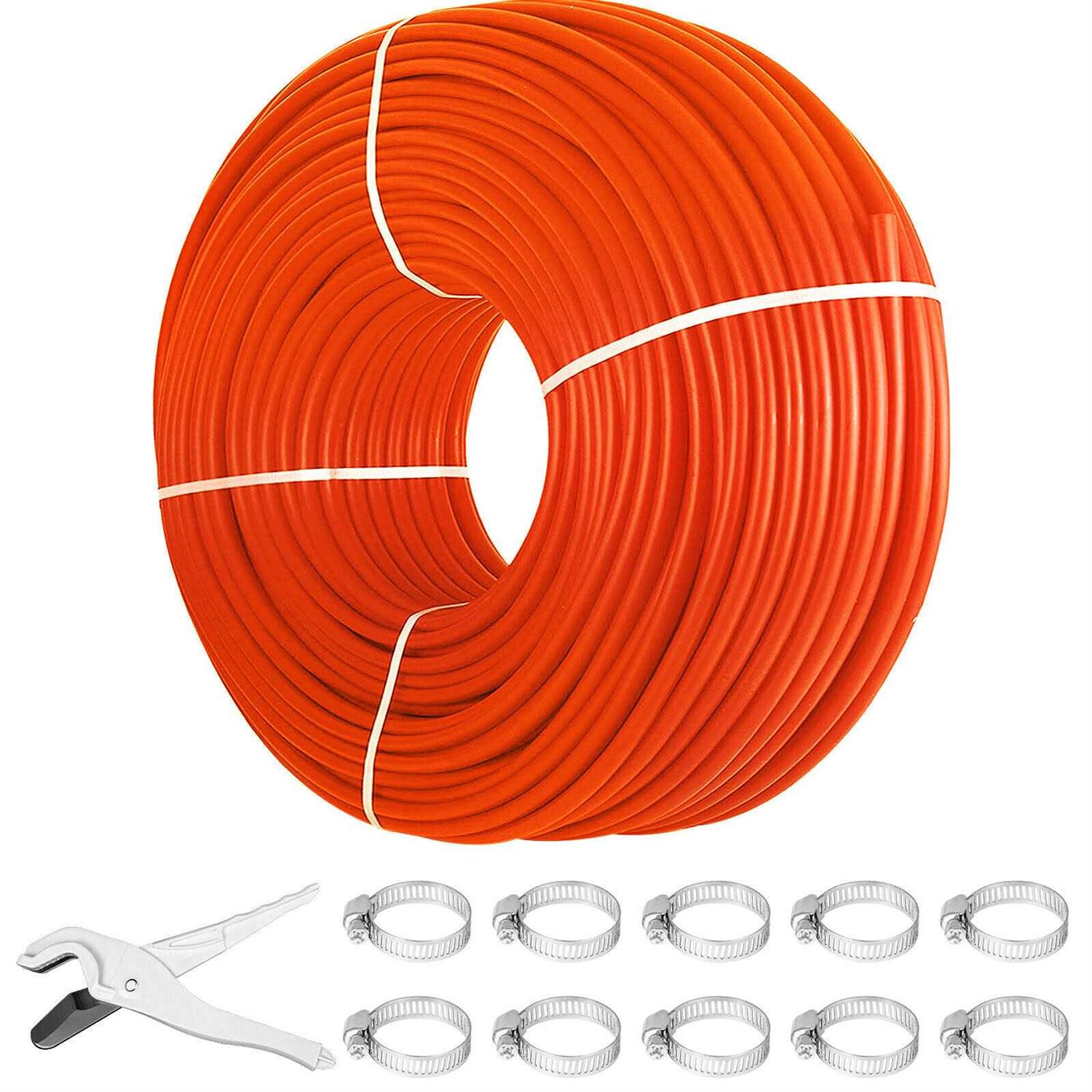 VEVOR PEX Tubing Pipe 1/2 PEX Tubing Oxygen Barrier Radiant Floor PEX Pipe Radiant Heat Floor Heating Plumbing Tubing - Cheap Fitting