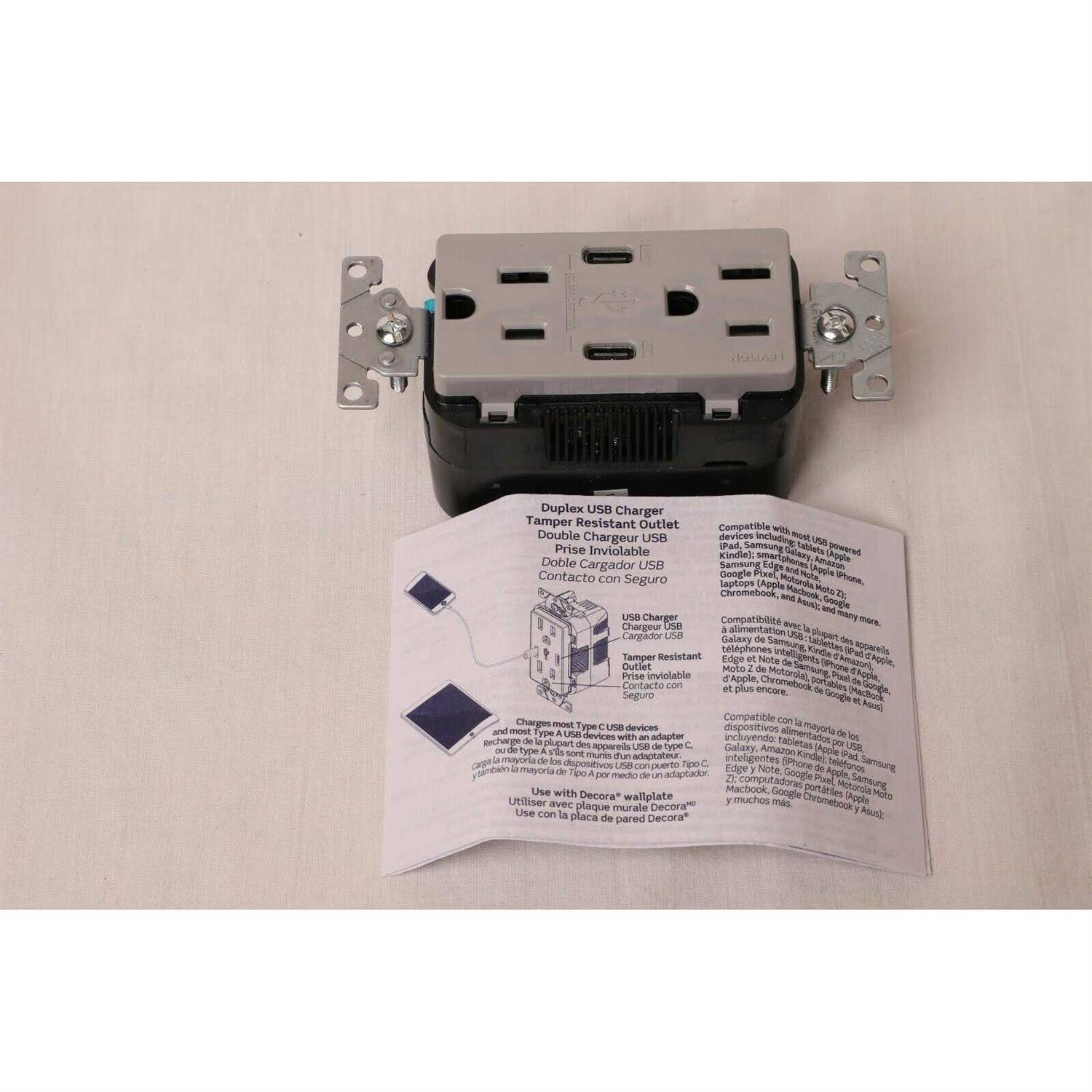 Leviton USB Dual Type-C with Power Delivery In-Wall Charger with 15 - Cheap Fitting