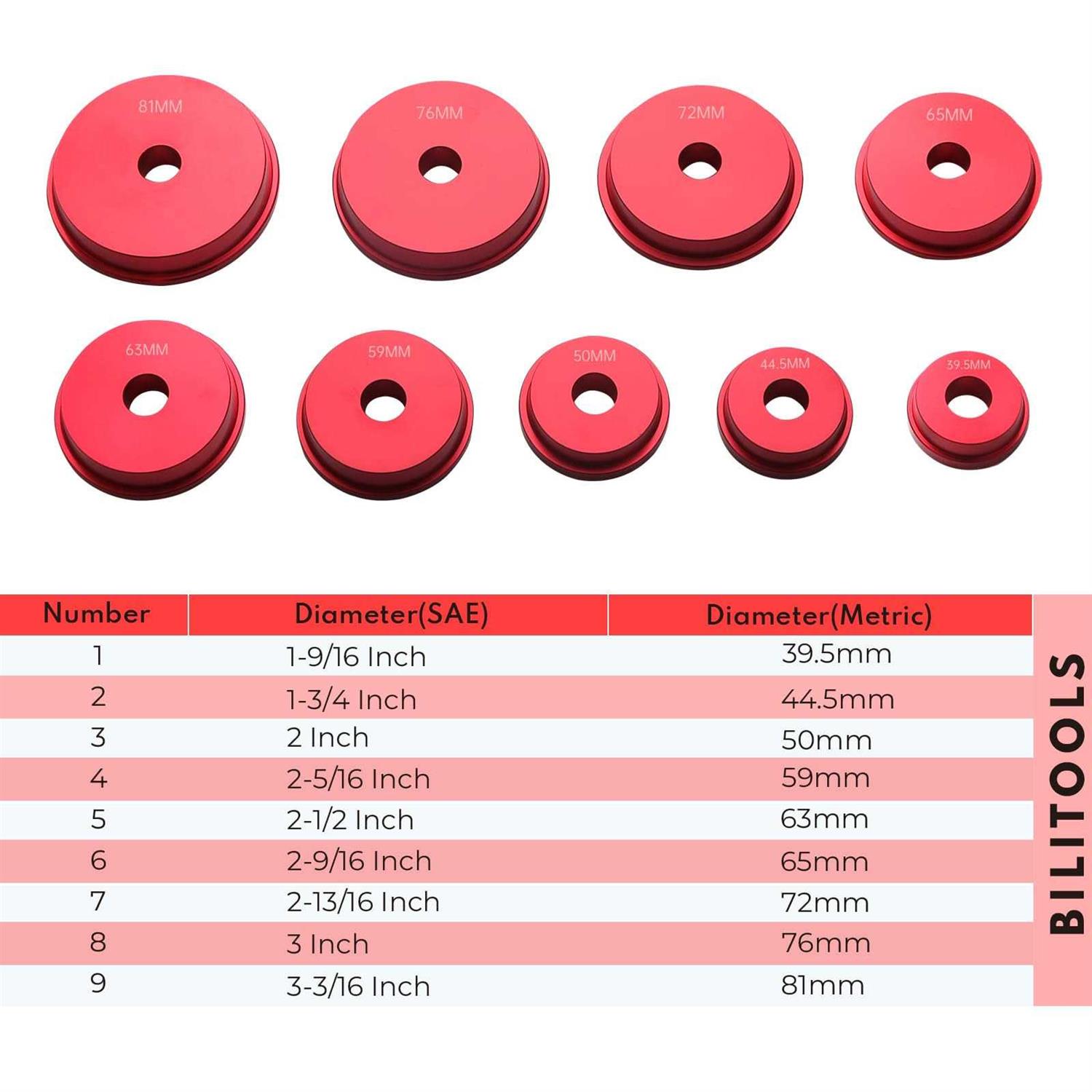 Bilitools Bearing Press Kit, 43 Piece Bearing Race and Seal Driver Set - Cheap Fitting