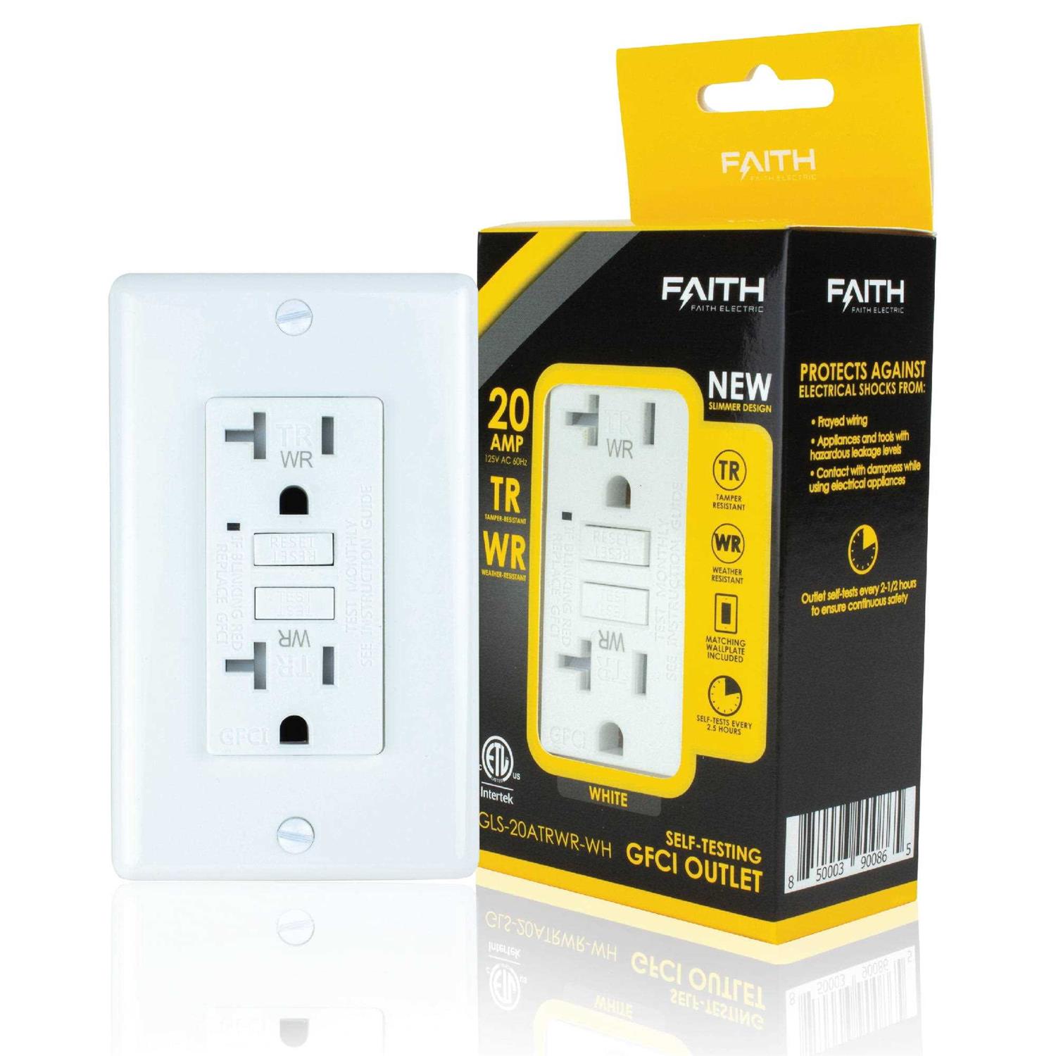 Faith 20A Wr Tr Gfci Outlets Slim Weather Resistant Tamper-Resistant GFI Duplex Receptacles with LED Indicator GLS-20ATRWR-WH - Cheap Fitting