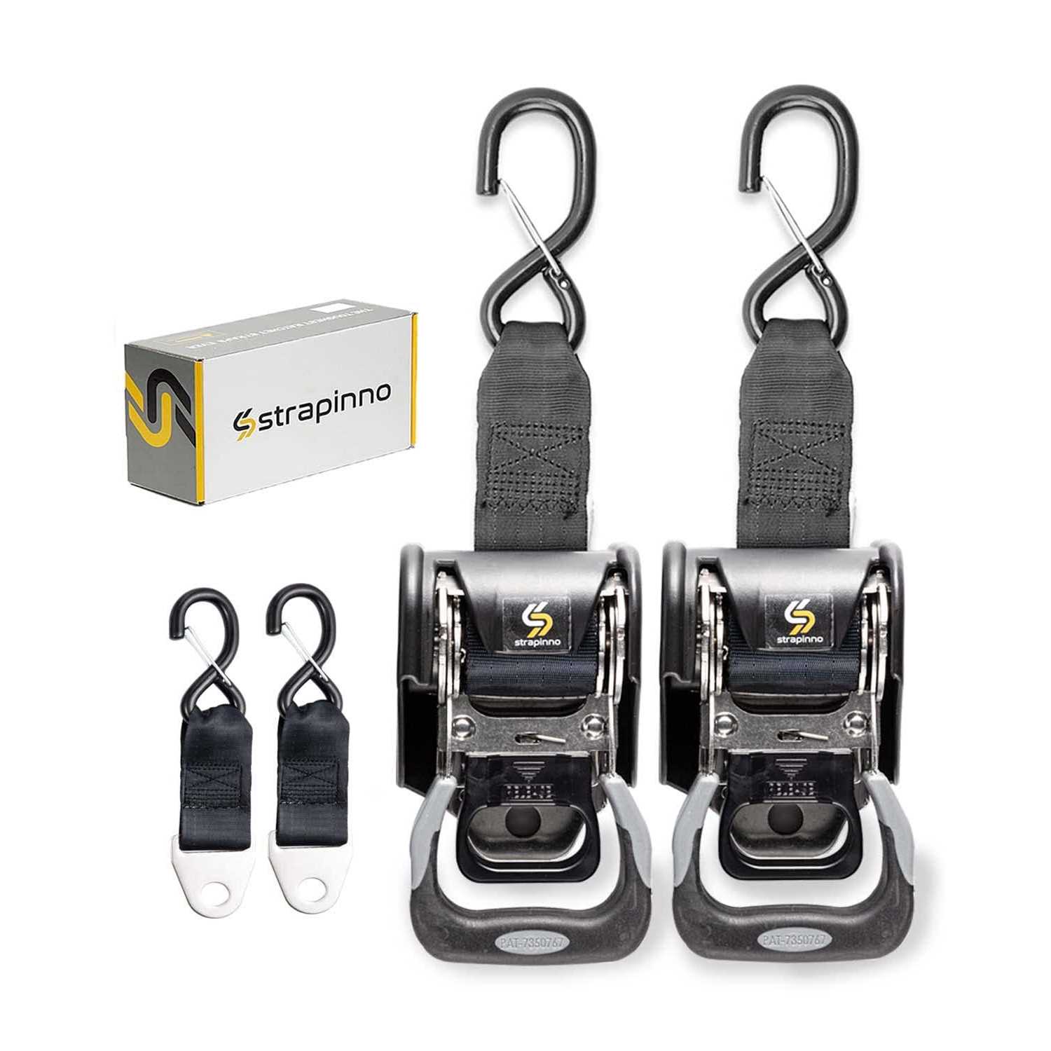 Strapinno 2PCS Retractable Ratchet Straps Heavy Duty Transom Tie-Downs for Boat - Cheap Fitting