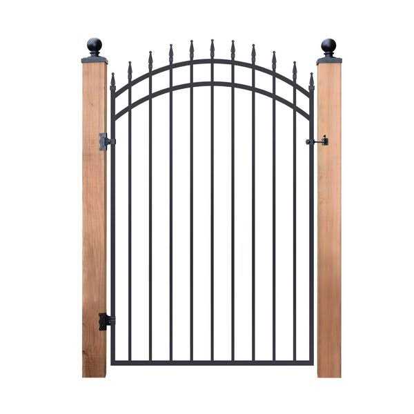 Nuvo Iron 45 in. x 68 in. Diamond Tipped Gate Door with Arched External Rail for 48 in. Door Openings - Cheap Fitting