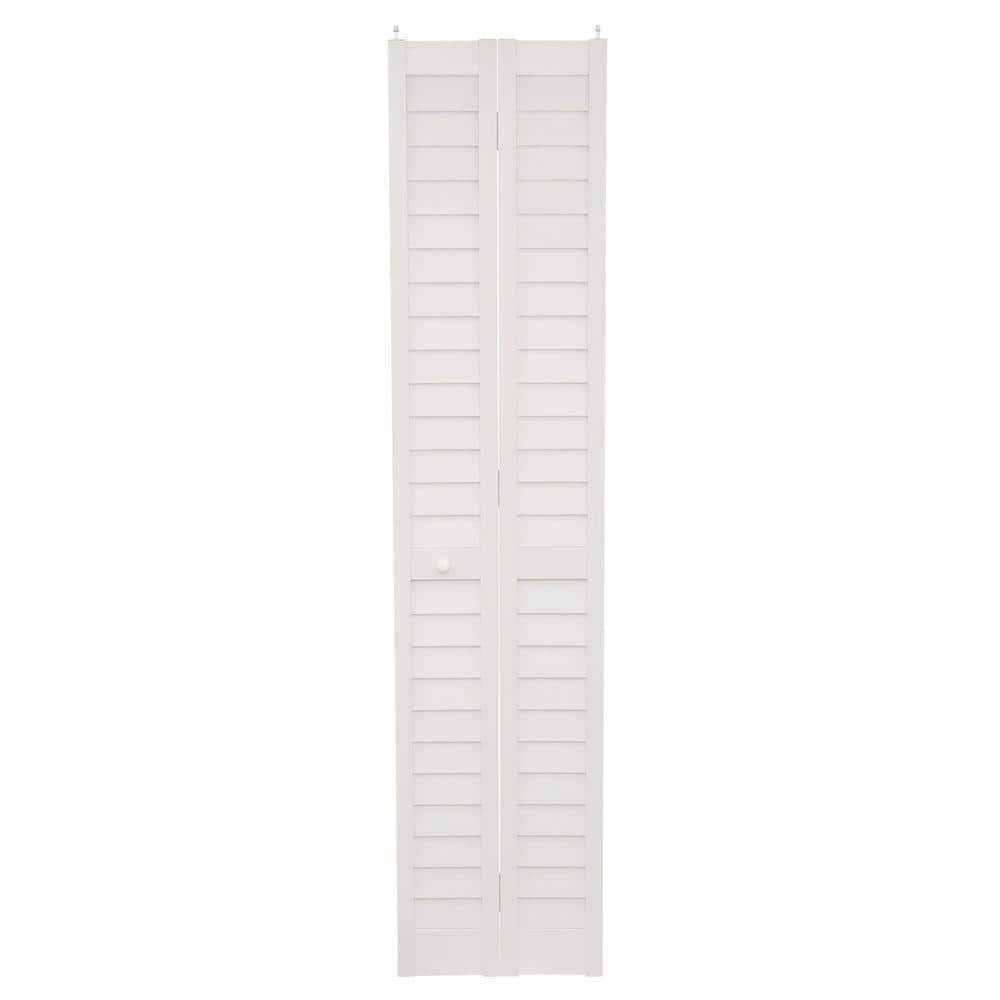 Home Fashion Technologies 80 in. 3 in. Louver/Louver White PVC Composite Interior Bi-Fold Door - Cheap Fitting