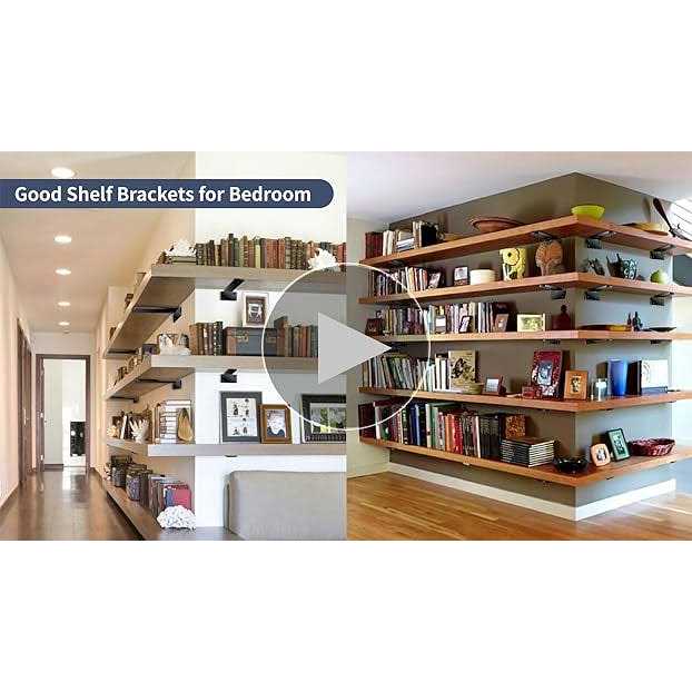 FMhotu Floating L Shelf Bracket for Wall Heavy Duty 1/5” Thick Industrial Shelf Brackets W/ Modern Metal Finish - Cheap Fitting