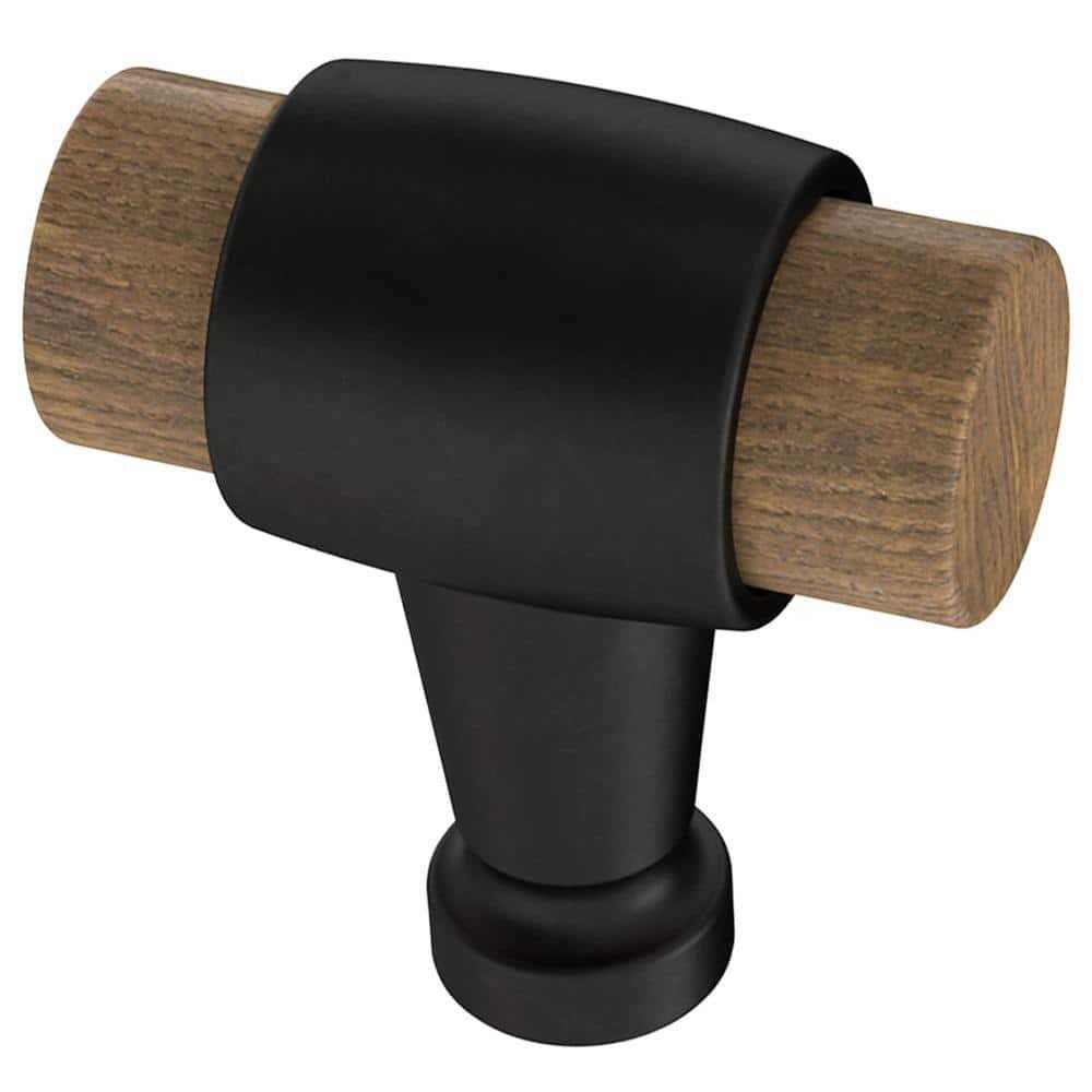 Liberty Modern Wood 1-3/16 in. Matte Black and Rustic Pine Cabinet Bar Knob - Cheap Fitting