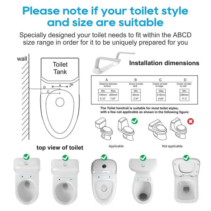 Srora Toilet Safety Rails for Elderly Handicap Toilet Rails with Foldable Handles - Cheap Fitting