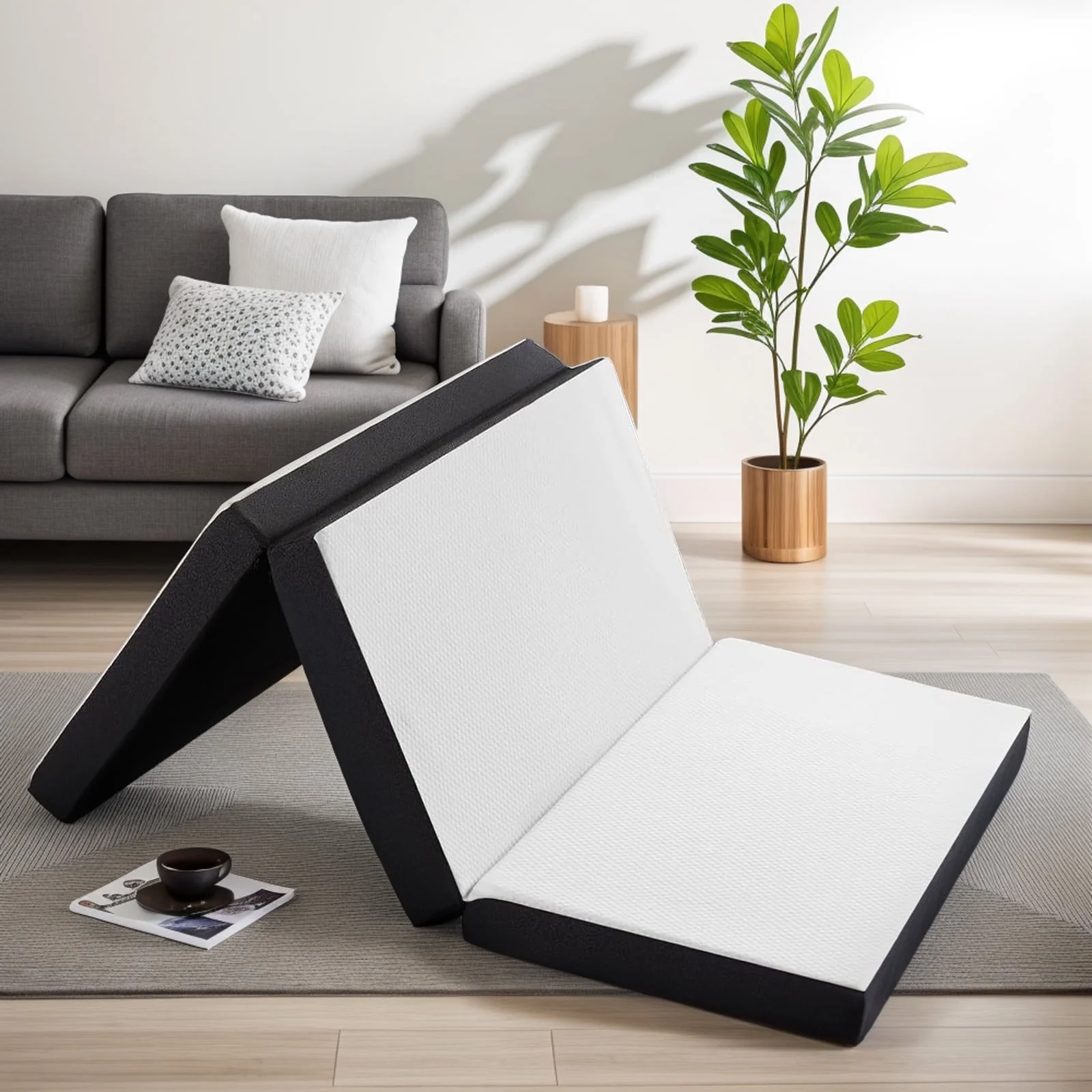 Smiaoer 4 inches Folding Single Size Memory Foam Mattress with Cover,Tri-fold Portable Mattress Topper for Guest Bed,Camping - Cheap Fitting