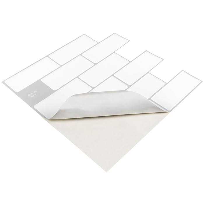 Peel&Stick Mosaics White Subway 10-in x 10-in Glossy Composite Linear Subway Peel and Stick Wall Tile PS122PEEL1010 - Cheap Fitting