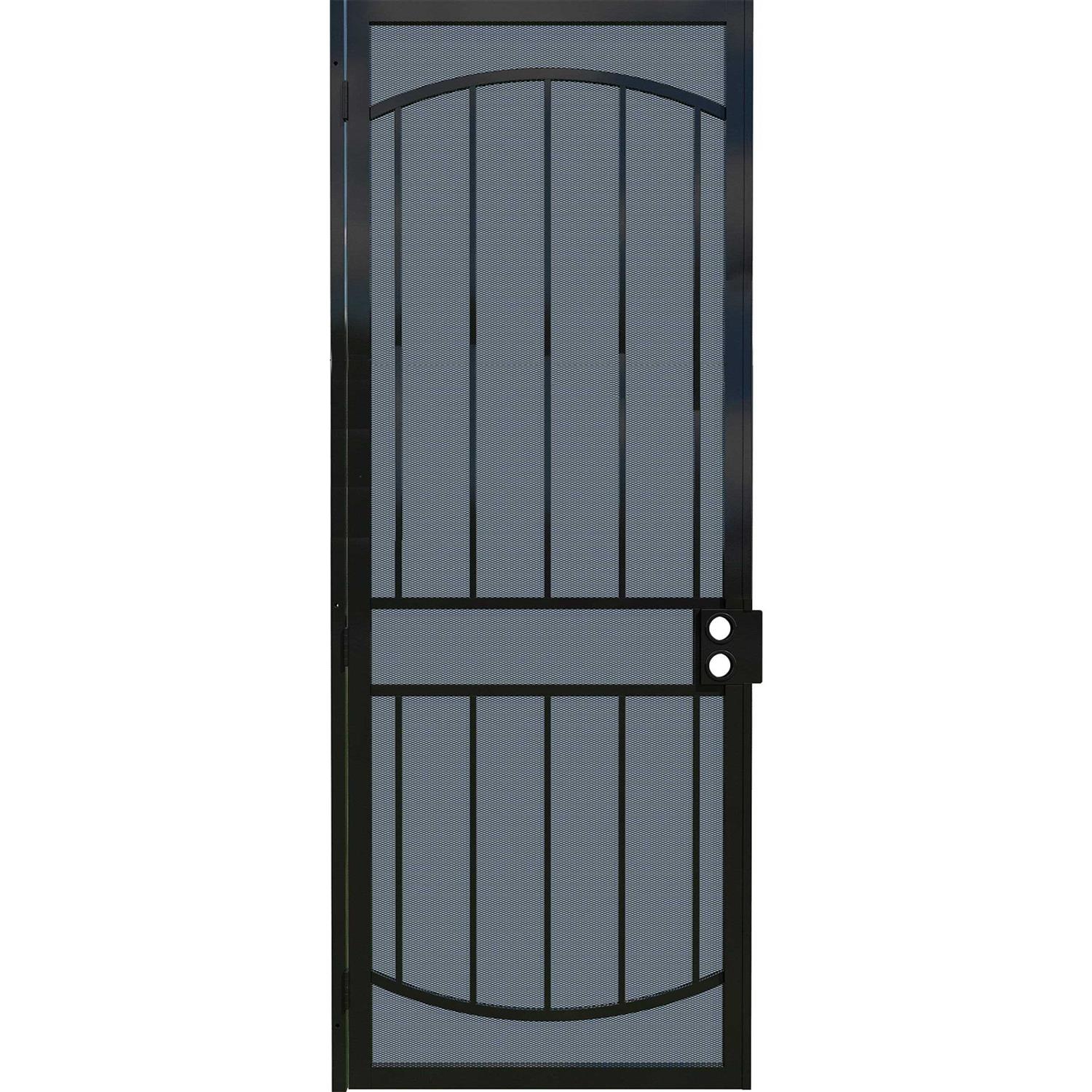 Gatehouse Gibraltar 36-in x 96-in Bronze Steel Surface Mount Security Door with Black Screen - Cheap Fitting