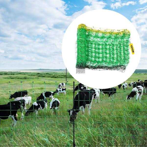 VEVOR Electric Fence Netting H x 164′ L PE Net Fencing with 14 Posts Double Spiked - Cheap Fitting
