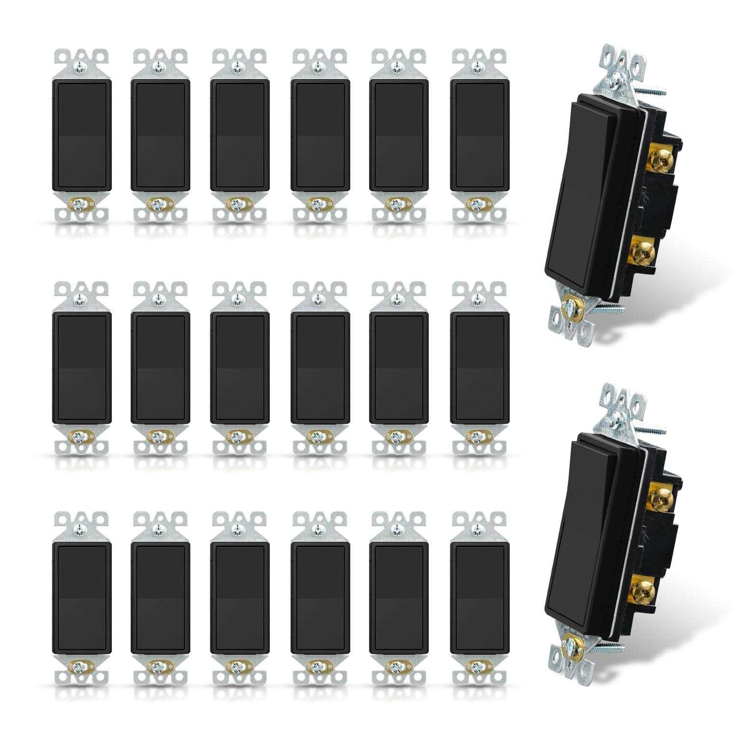 ELEGRP Matte Single Pole Decorator Light Switch 15Amp - Cheap Fitting