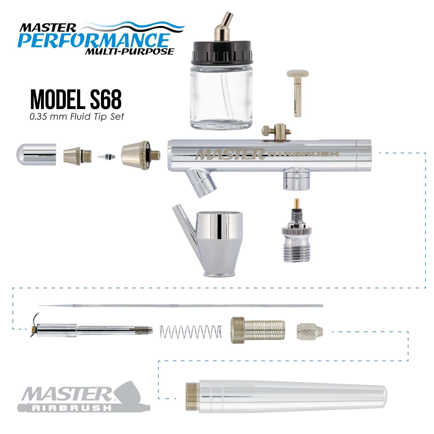 Master Airbrush Multi-Purpose Airbrushing System Kit Siphon Feed Dual-Action Airbrush 0.35 mm Tip - Cheap Fitting