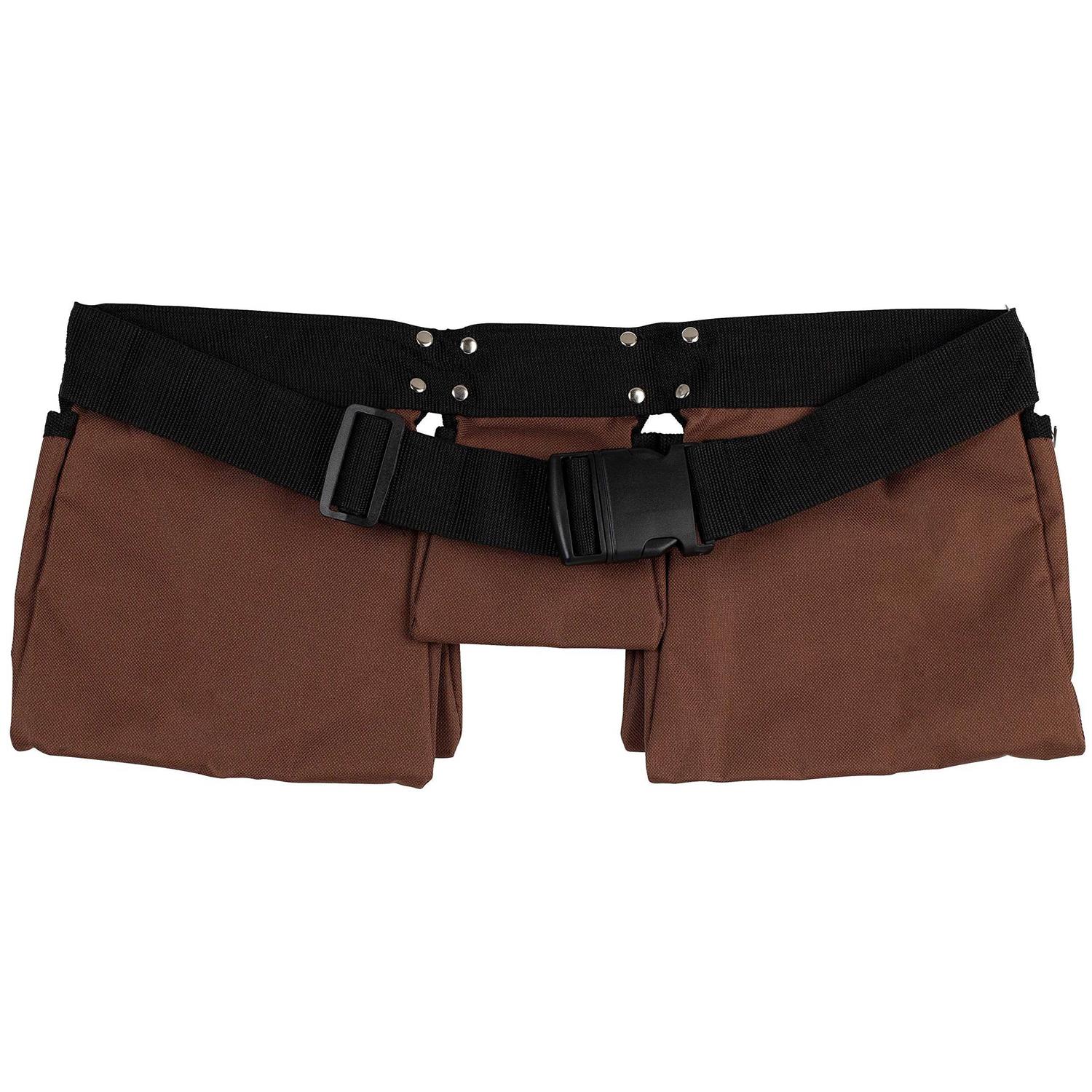 GlossyEnd 11 Pocket Brown and Black Heavy Duty Construction Tool Belt Work Apron - Cheap Fitting