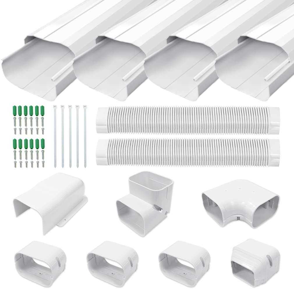 Cestluck 17 Ft PVC Decorative Pipe Line Cover Kit for Ductless Mini Split Air Conditioner-Full Set - Cheap Fitting