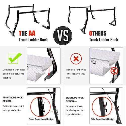Aa-racks Model X31 800Ibs Capacity Extendable Steel Pick-Up Truck Ladder Rack Two-bar Set - Cheap Fitting