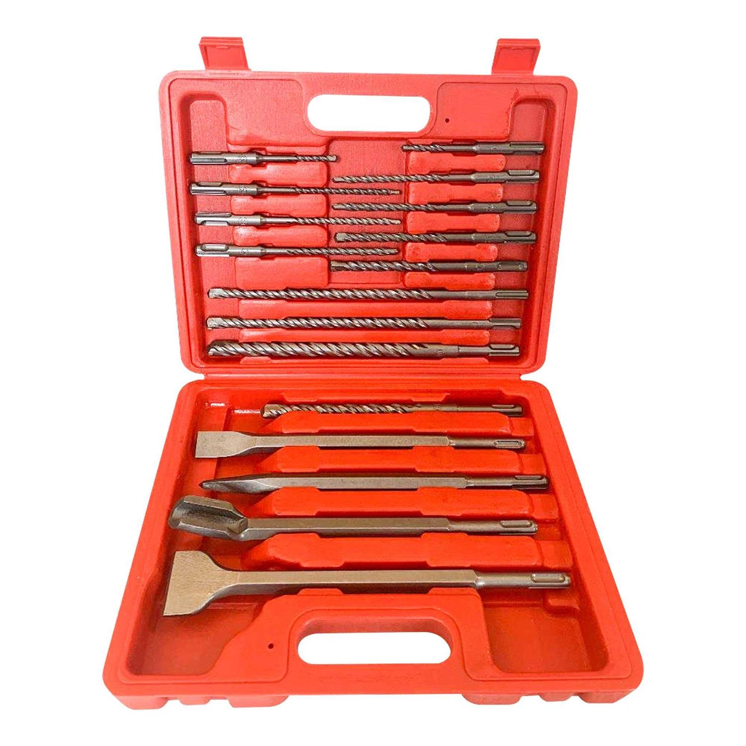 Sharcreatives 17 Pieces Sds Plus Rotary Hammer Drill Bits Set & Chisels with Storage Case for Drilling Concrete, Masonry, Bricks and Stone - Cheap Fitting