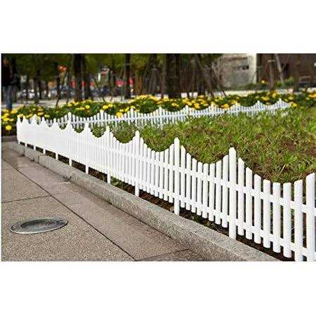 Jumbl Decorative 8 Piece White Picket Garden Fence Border - Cheap Fitting