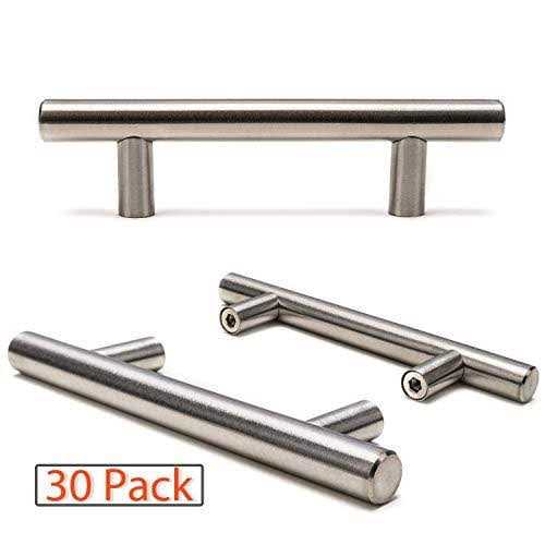 Ravinte 30 Pack 5\ Cabinet Pulls Brushed Nickel Stainless Steel Kitchen Drawer Pulls Cabinet Handles 3′ Hole Center - Cheap Fitting