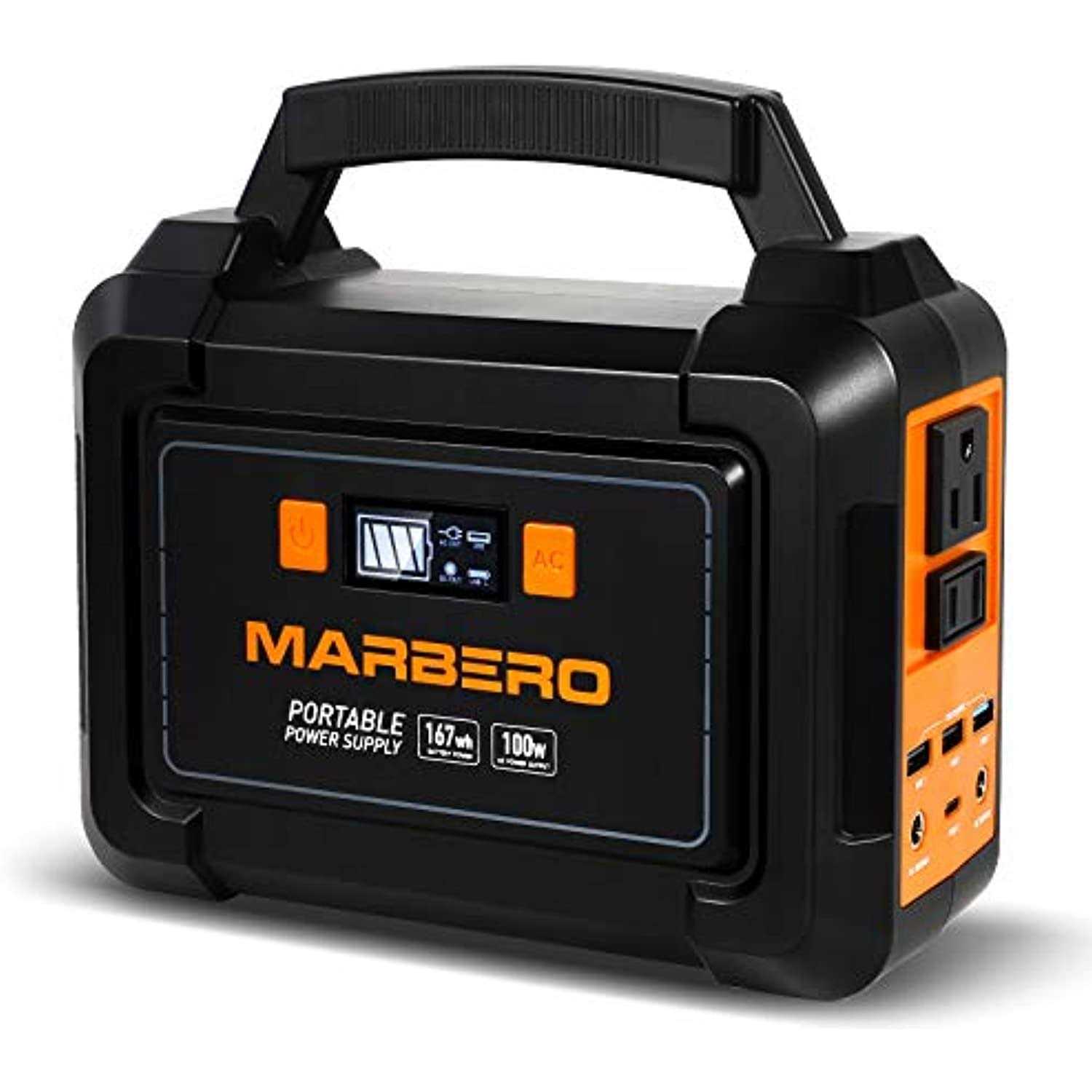 MARBERO 167Wh Portable Power Station 45000mAh Solar Generators Lithium Battery Power Supply with 110V AC Outlet, 2 DC Ports, 4 USB Ports, LED - Cheap Fitting