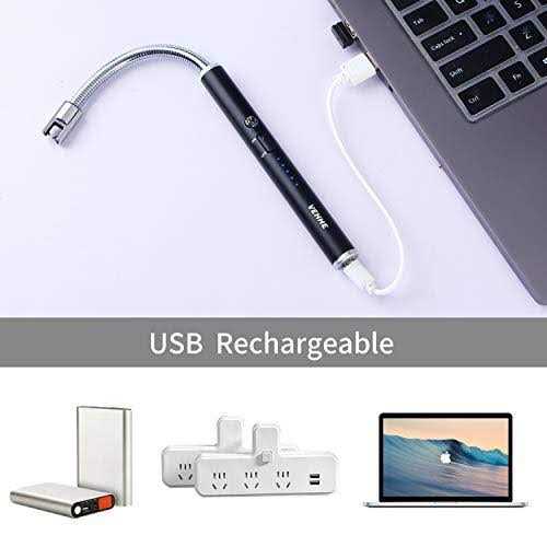 Vehhe Candle Lighter Electric Rechargeable Arc Lighter with LED Battery Display Long Flexible Neck USB Lighter for Light Candles Gas Stoves Camping - Cheap Fitting