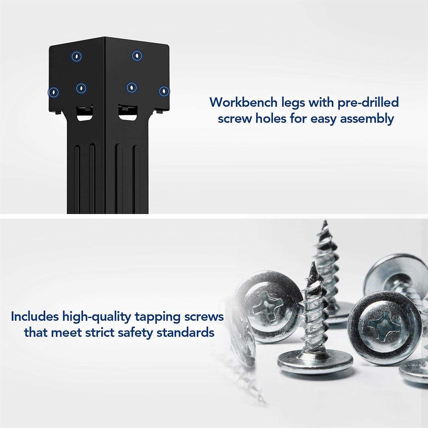 FLEXIMOUNTS Universal Steel Work Bench Leg Kit, Garage Storage Shelving Frame Workbenches Customizable in Sizes and Colors - Cheap Fitting