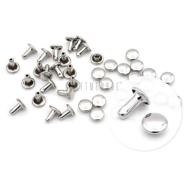 CRAFTMEMORE 100 Sets Double Cap Rivets Leather Rivet Tubular Metal Rapid Rivet Studs for Leather Craft VTDC - Cheap Fitting