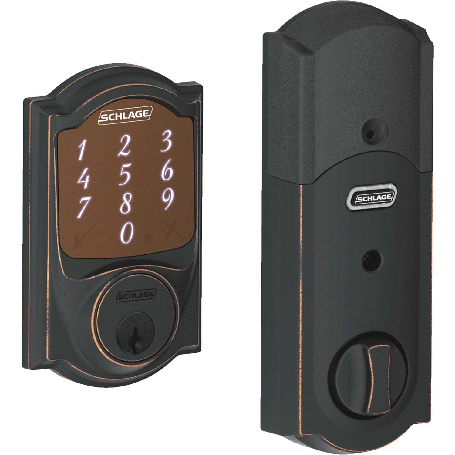 Schlage Sense Aged Bronze Camelot Trim Smart Deadbolt - Cheap Fitting