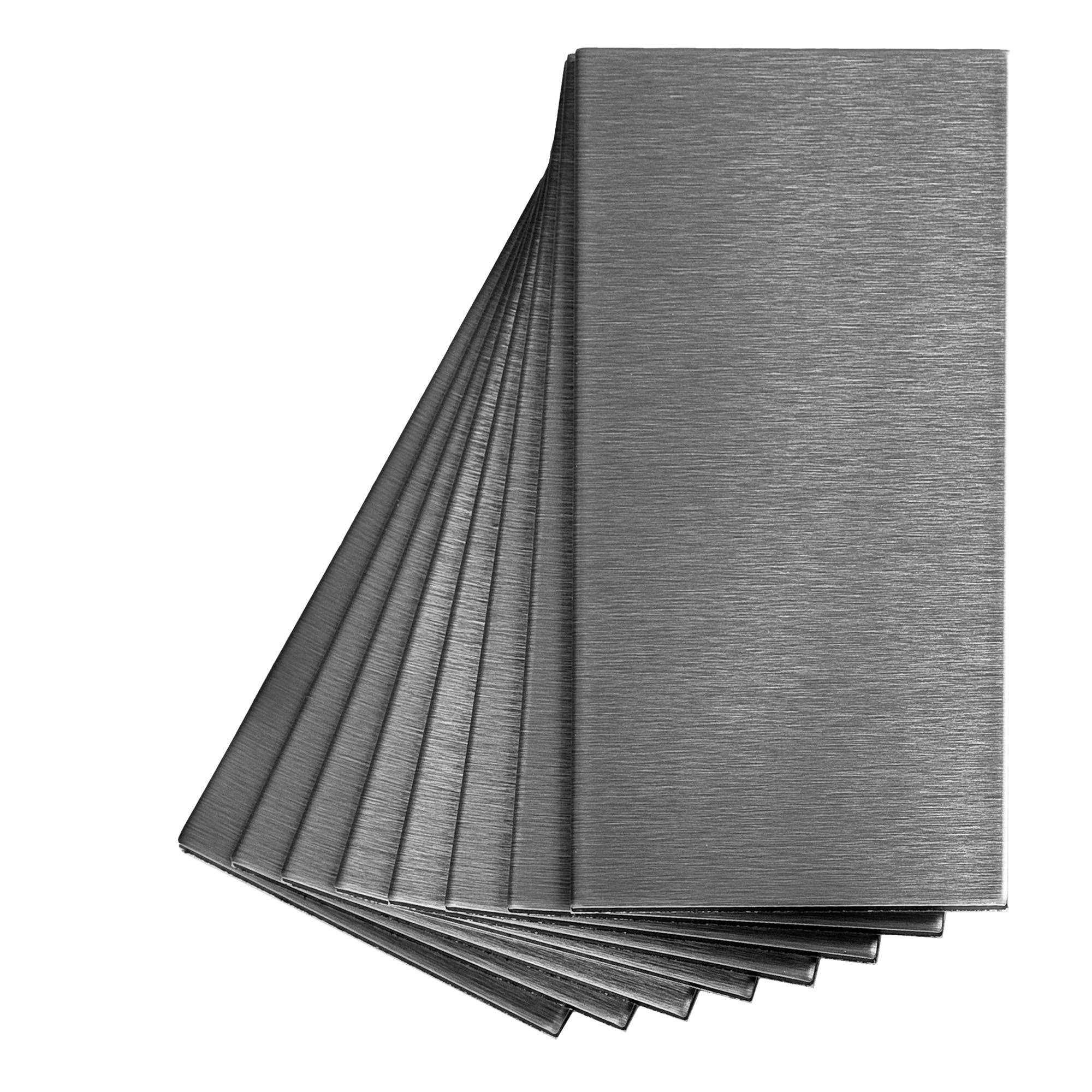 3W x 6H Aspect Peel and Stick Brushed Short Grain Metal Backsplash Tile A53-50 - Cheap Fitting