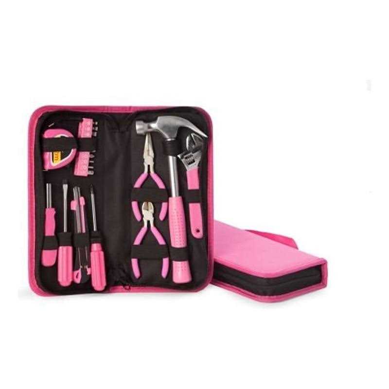 Bey-Berk International 20 Piece Ladys Tool Set in Zippered Pink Canvas Case - Cheap Fitting