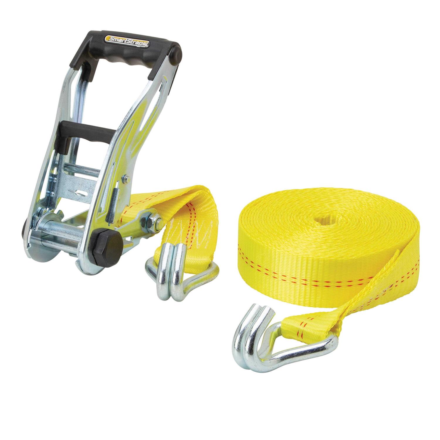 SmartStraps Yellow 10,000 lb 27′ Double J-Hook Ratchet Tie-Down 262 - Cheap Fitting