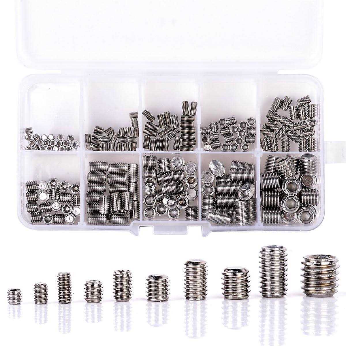 200pcs 304 Stainless Steel Grub Screws Hex Socket Screw Assortment Kit Set M3//m5/m6/m8 - Cheap Fitting