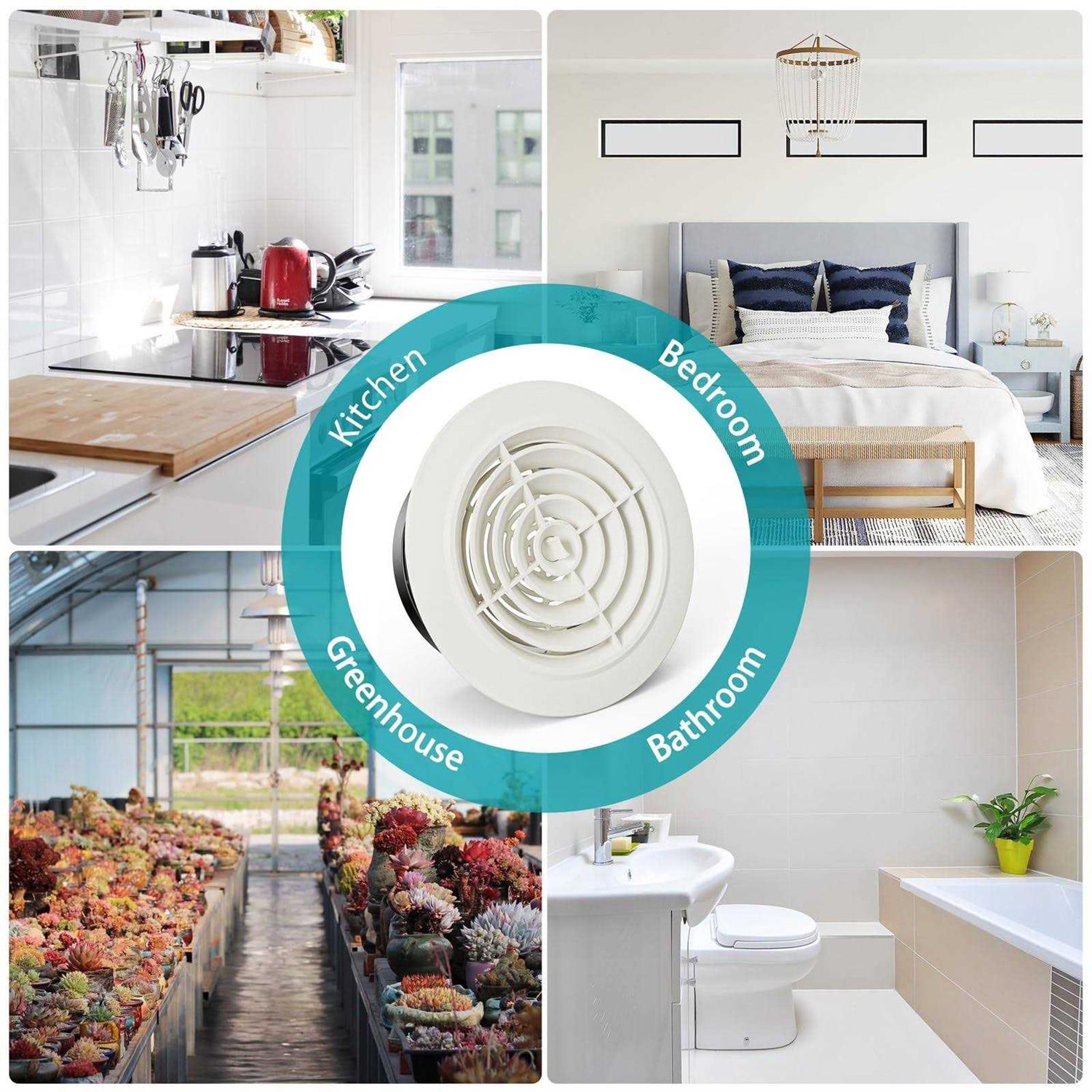 6 Inch Round Air Vent HG Power Adjustable ABS Louver White Grille Cover Soffit Vent Fit for Bathroom Office Kitchen Ventilation - Cheap Fitting