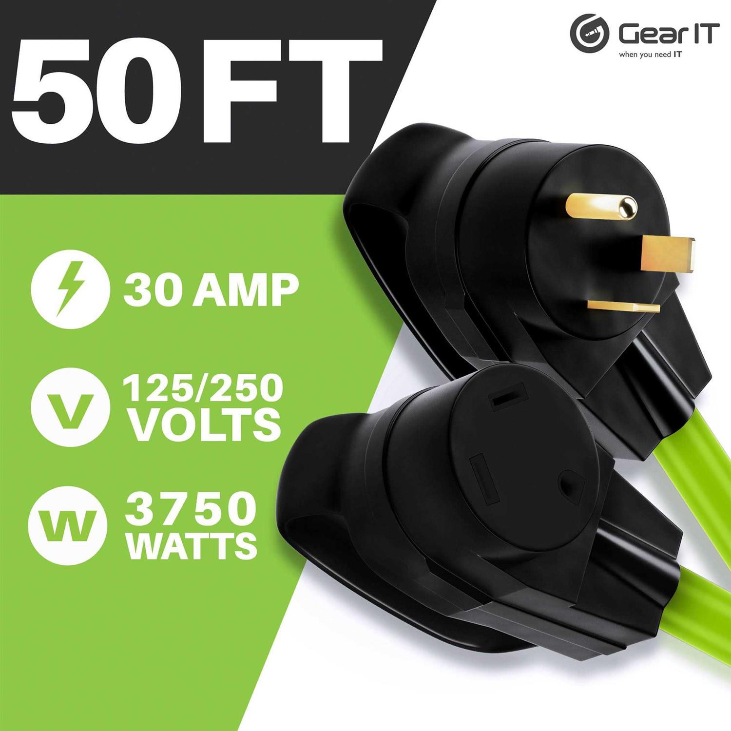 Gearit 30-Amp Extension Cord for RV and Auto 3-Prong 10/3 STW 10awg Gauge 3 Wire - Cheap Fitting