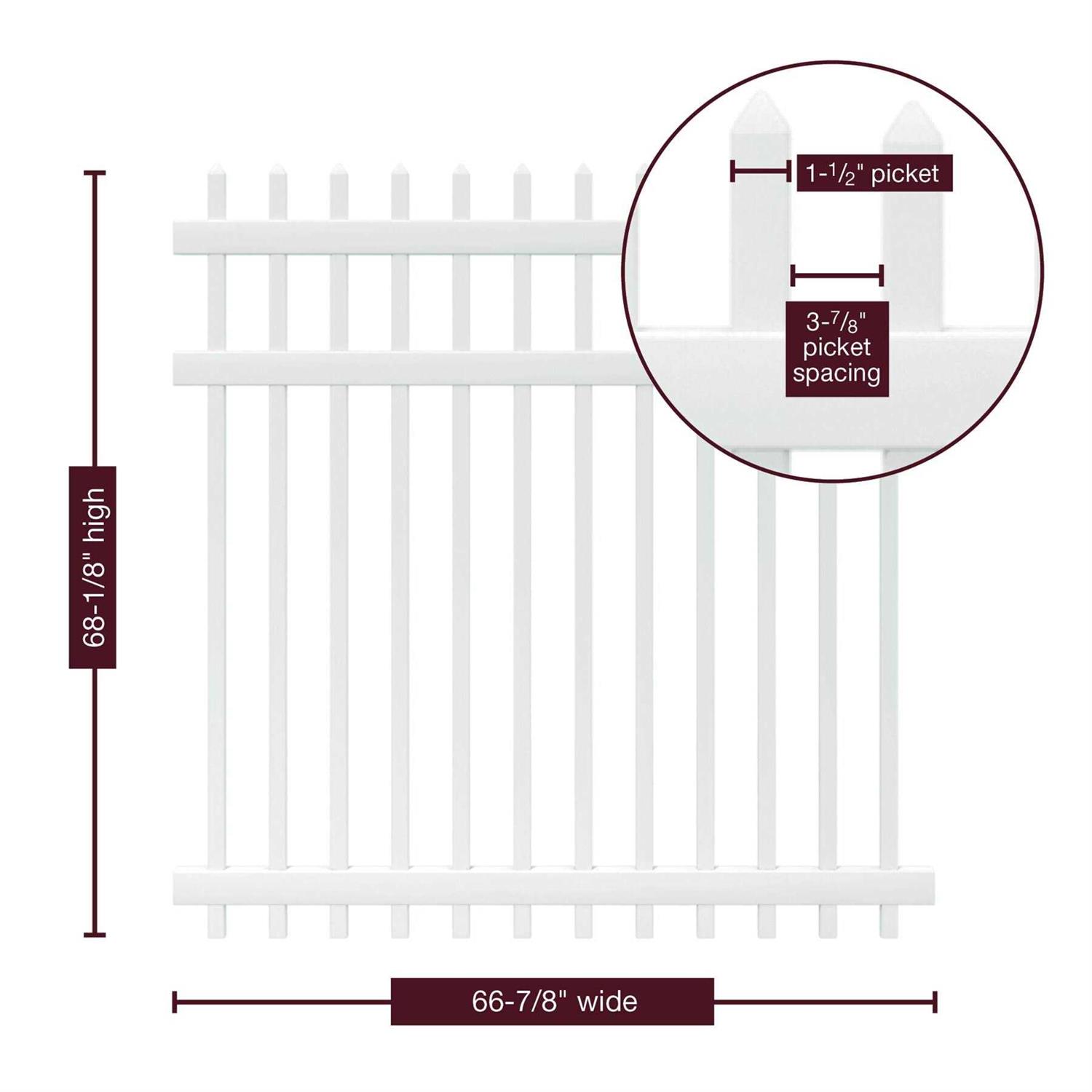 Manchester 6 ft. x 6 ft. White Vinyl Picket Fence Panel Outdoor Essentials 128008 - Cheap Fitting