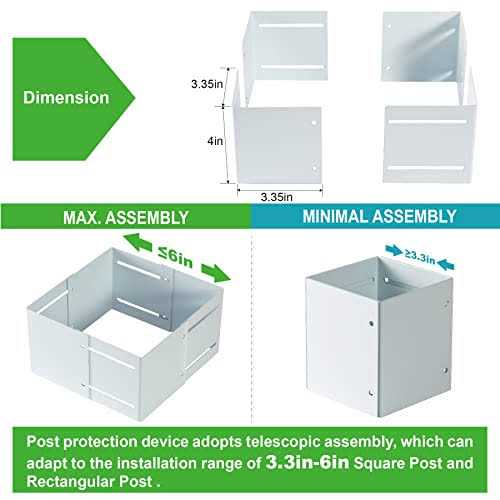 Wanhork 304 Stainless Steel Adjustable Post Protector, Protect mailboxes, Deck and Fences from rain and Damage to Maintenance - Cheap Fitting