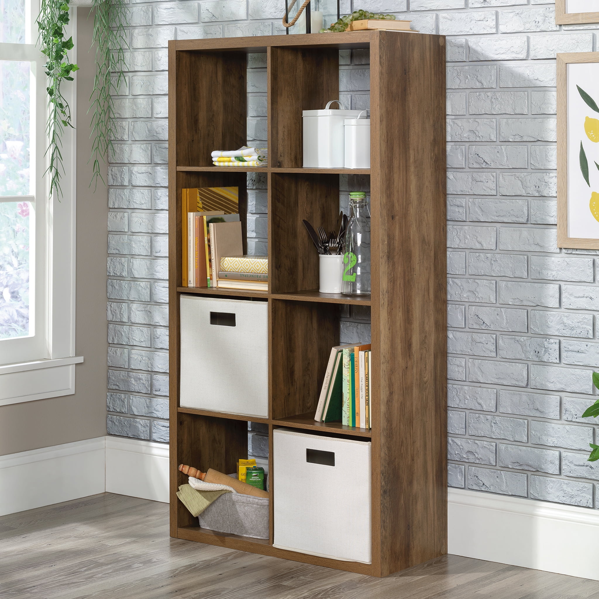 Sauder 8-Cube Organizer Storage Bookshelf, Mystic Oak Finish - Cheap Fitting
