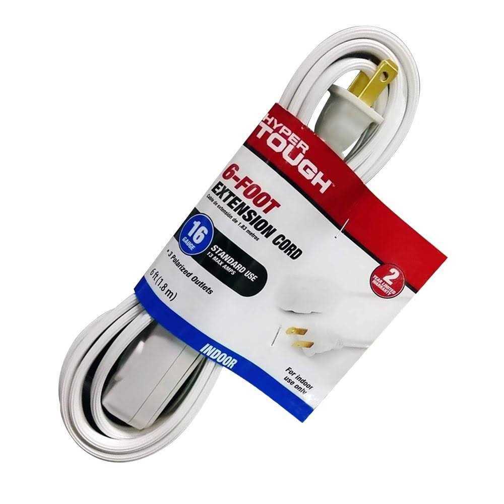 Hyper Tough 16AWG 2 Prong White Indoor Household Extension Cord - Cheap Fitting