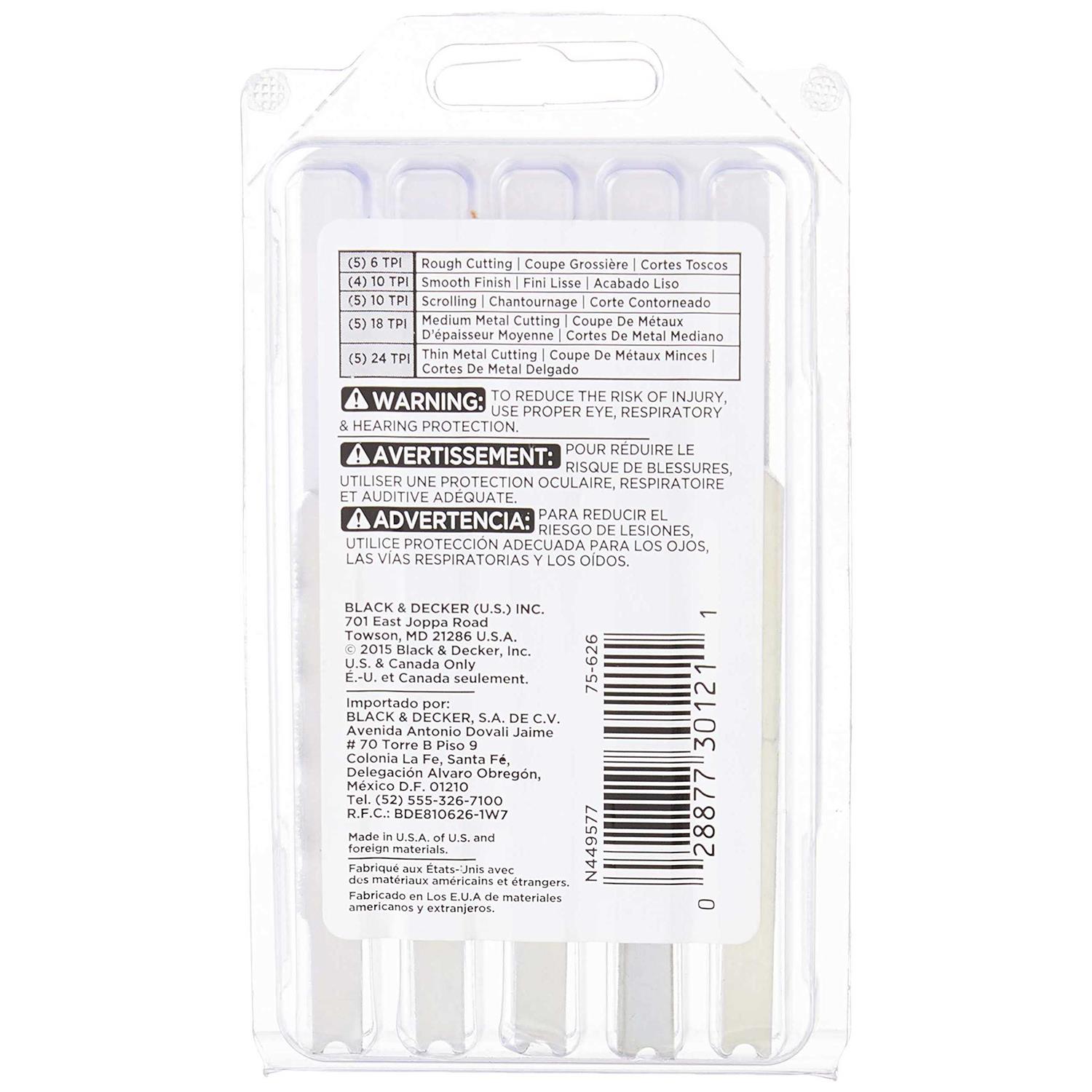 BLACK+DECKER Assorted Jig Saw Blade Set - Cheap Fitting