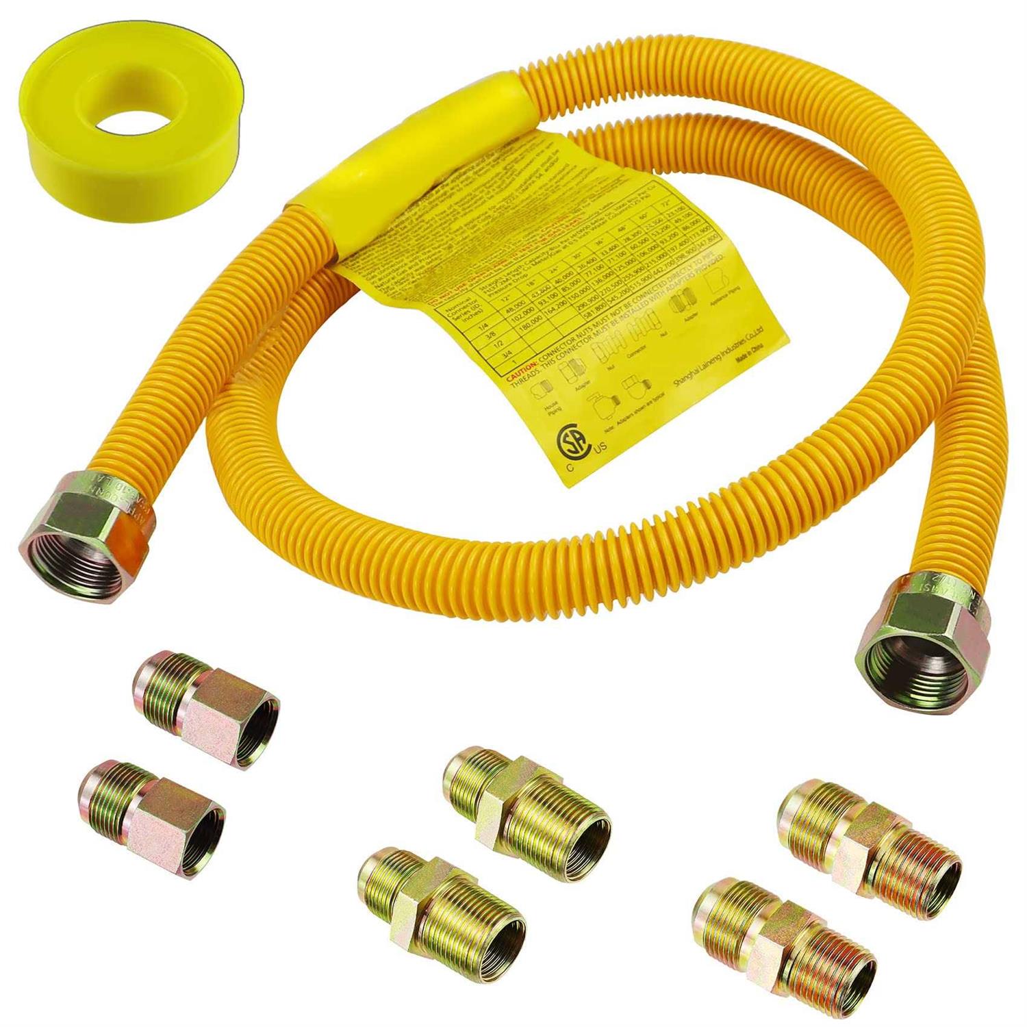 Hosile Flexible Gas Line Kit for Dryer Stove Range Stainless Steel Gas Dryer Connector Kit - Cheap Fitting