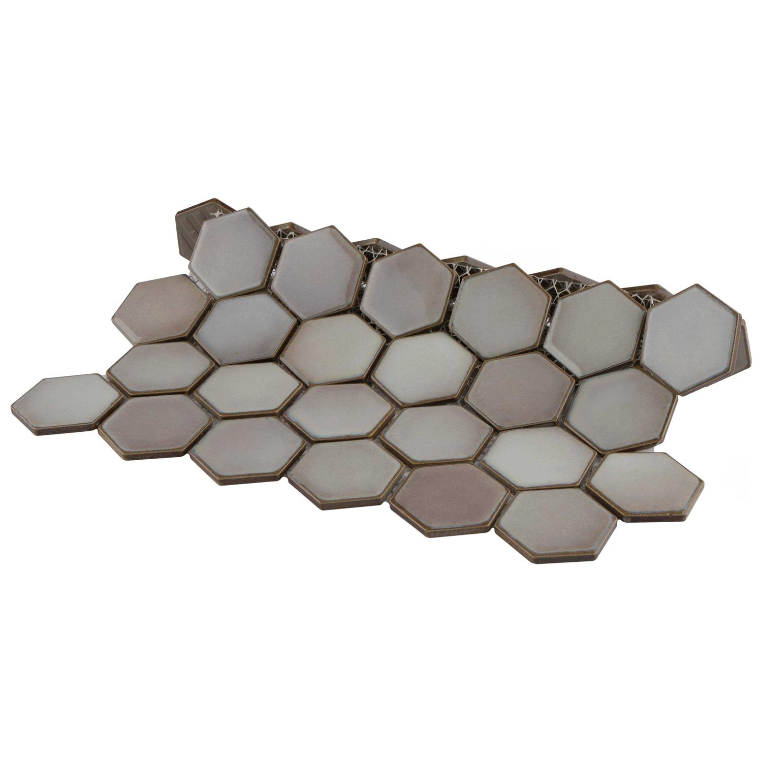 Hudson Due 2 x 2 Hex Porcelain Mosaic Floor Wall Tile Merola Tile - Cheap Fitting