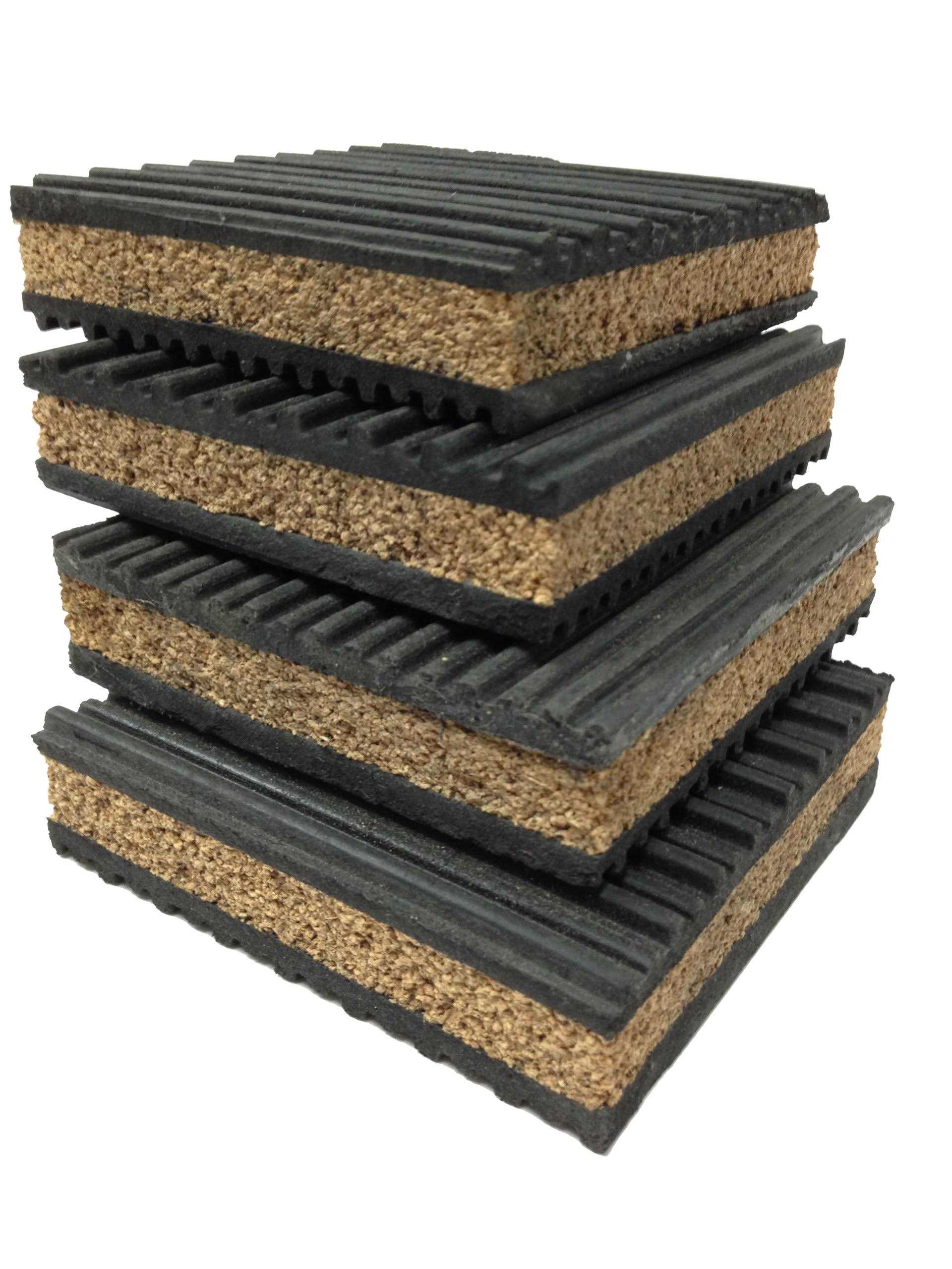 PneumaticPlus 4 Pack Of Anti Vibration Pads 4 X 4 X 7/8 Rubber/Cork Vibration Isolation Pads - Cheap Fitting